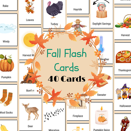 40 Fall/Autumn Flashcards, Classroom Educational Resources