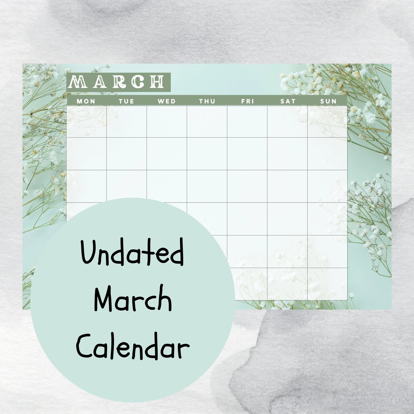 March National Days Flashcards and FREE Undated March Printable Calendar