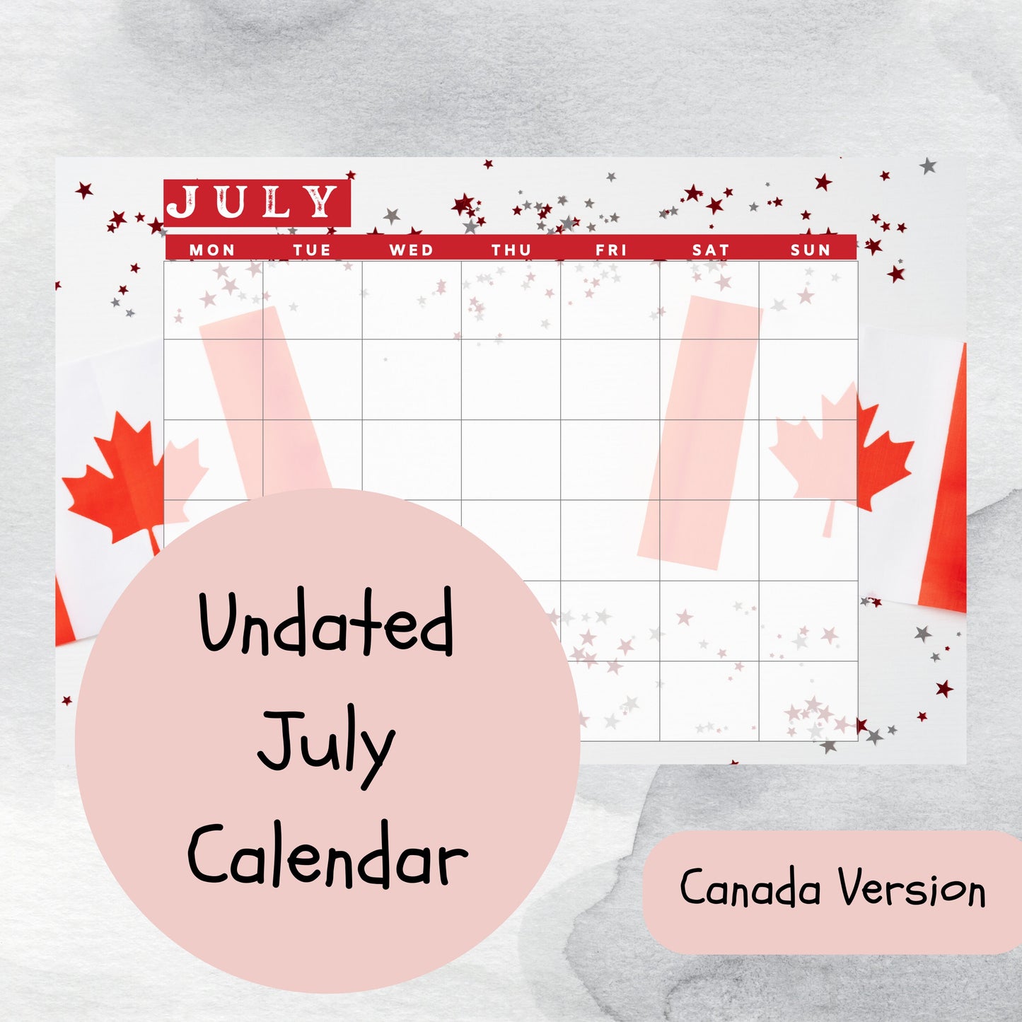 July National Days Flashcards and FREE Undated July Printable Calendar