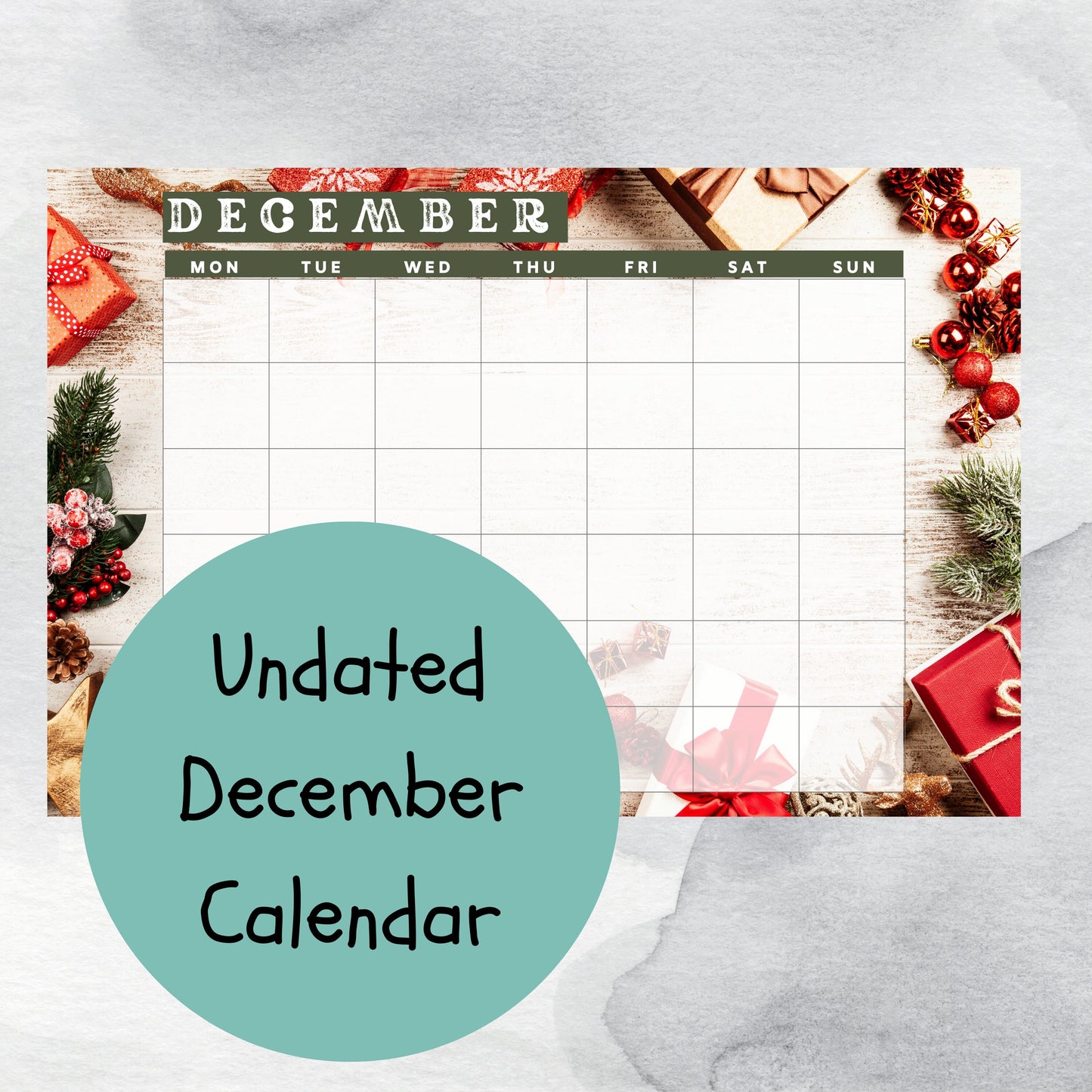 December National Days Flashcards and FREE Undated December Printable Calendar