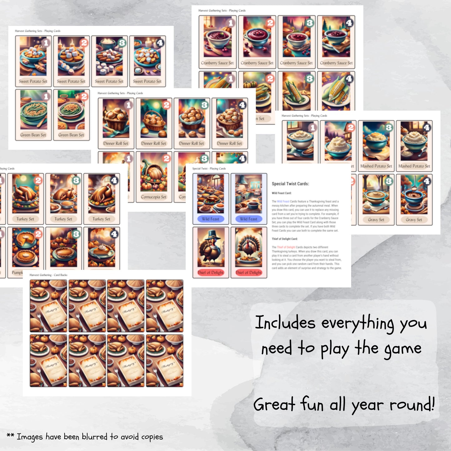 Harvest Gathering Printable Thanksgiving Dinner Card Game, Go Fish Inspired