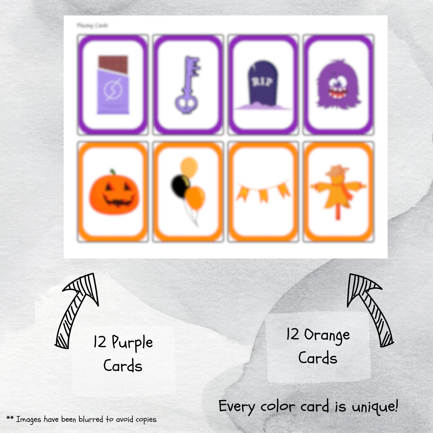 Halloween Color Swap Card Game Printable Deck, Spooky Season Card Match by Colours Game