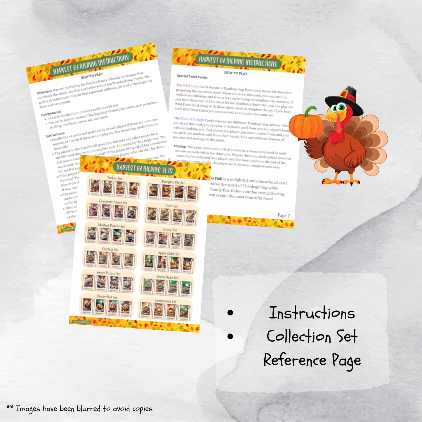 Harvest Gathering Printable Thanksgiving Dinner Card Game, Go Fish Inspired