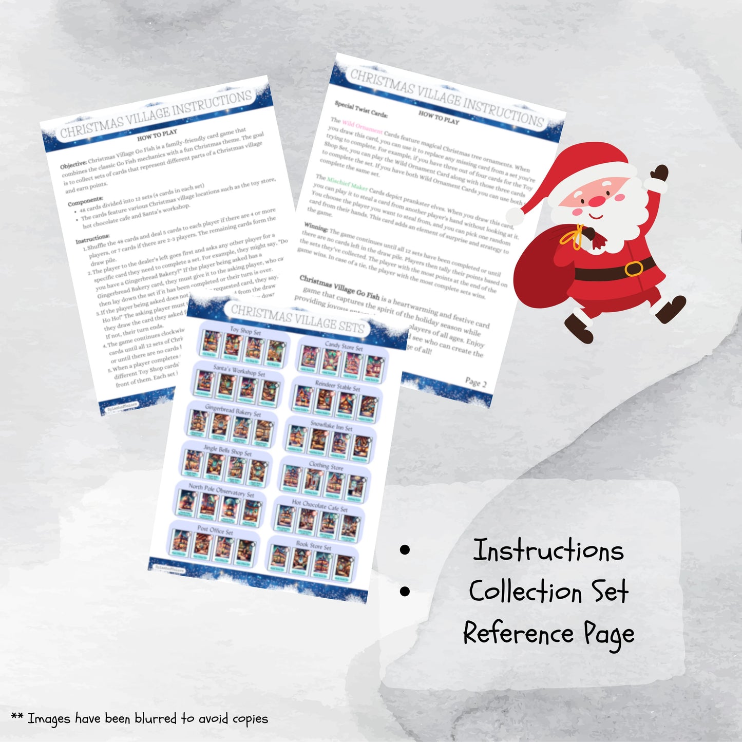 Christmas Village Printable Holiday Season Card Game, Winter Classroom and Office Activity