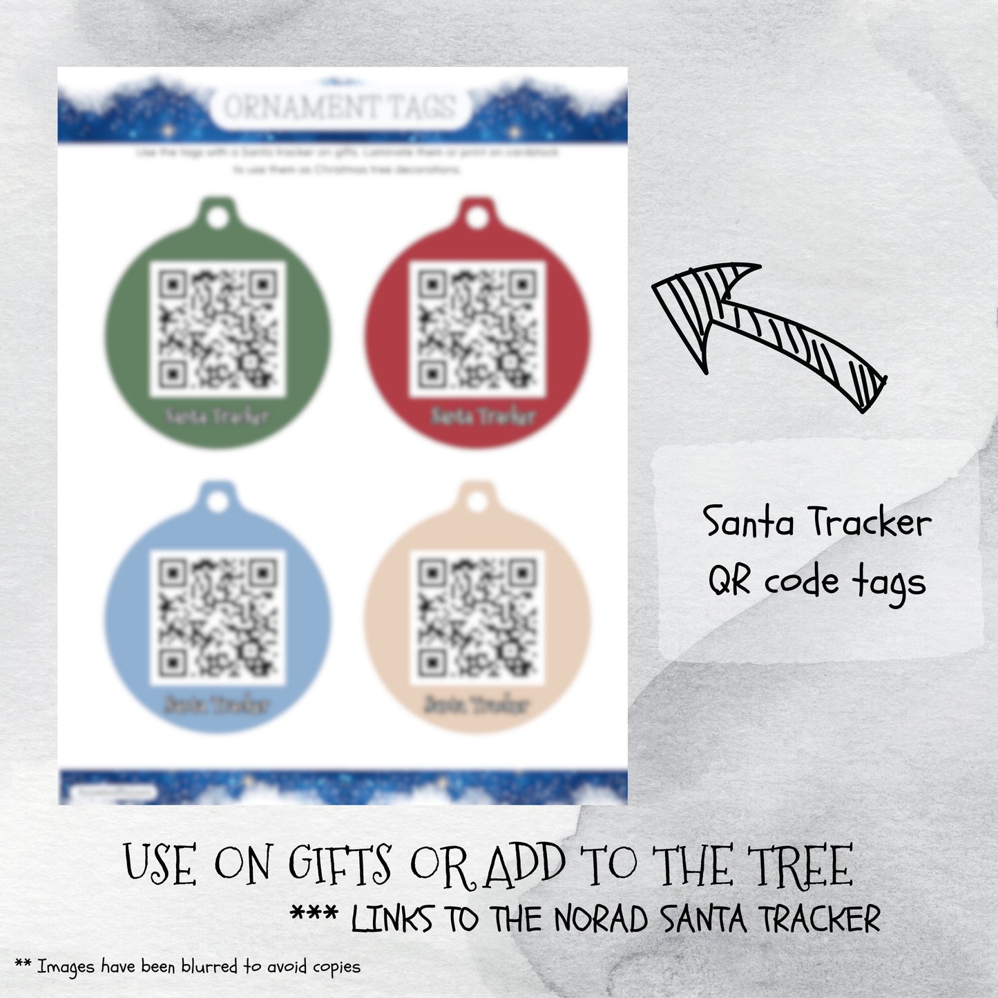 Elf Printable Prescription, Worst Cookies Ever Page, Elf Surveillance Notice Sign, Santa Tracker QR Code Tag Ornaments