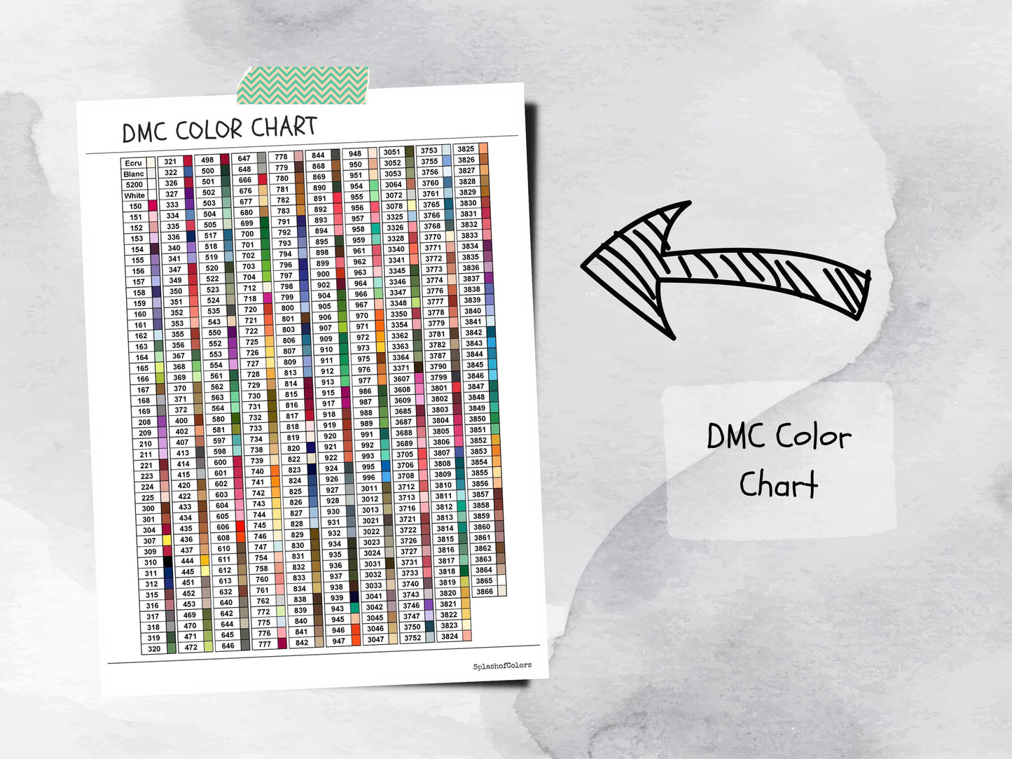 Printable DMC Color Label Stickers and DMC Color Chart