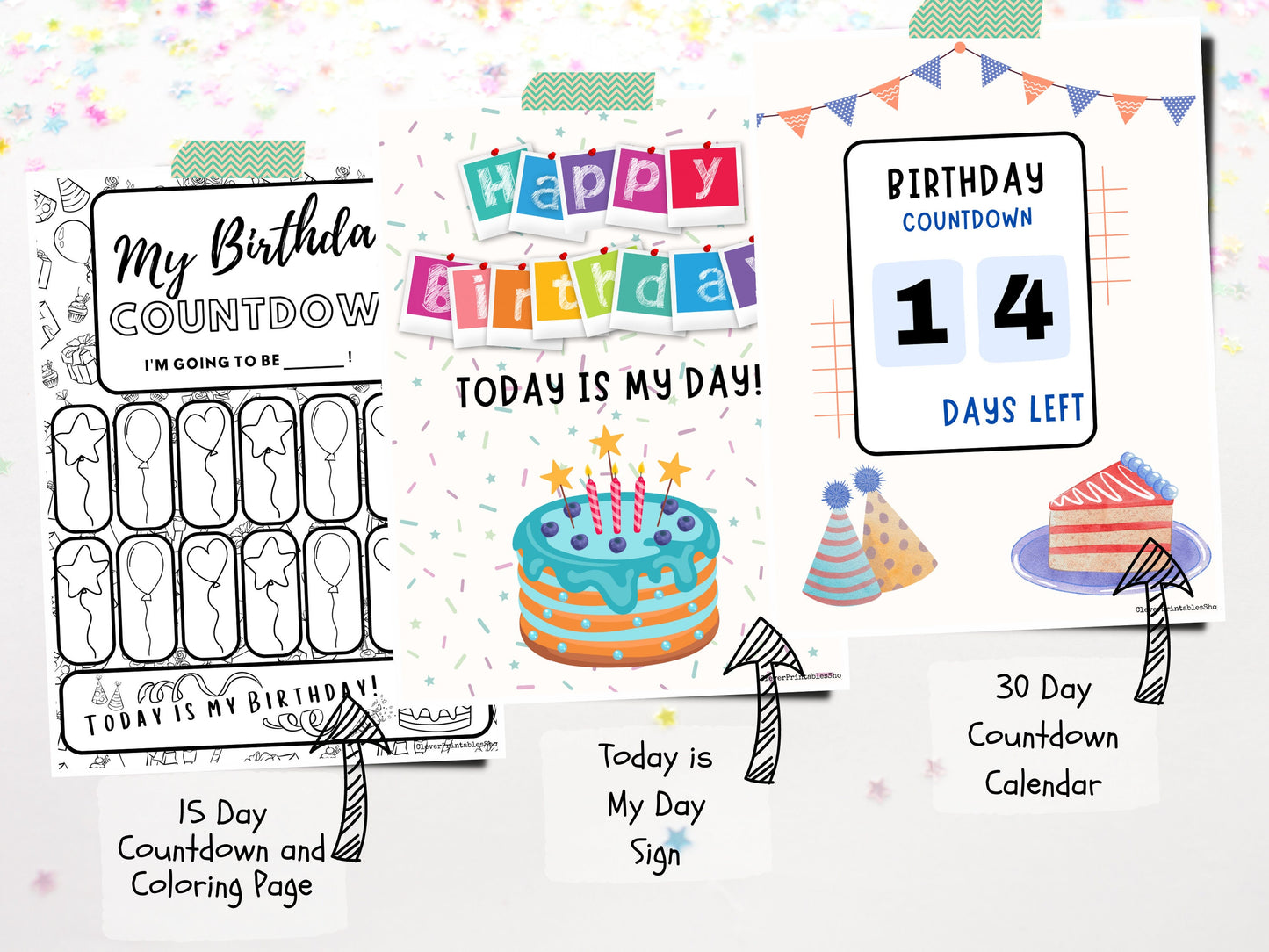 Printable Birthday Countdowns for Kids and Adults and Unique Countdown Tags