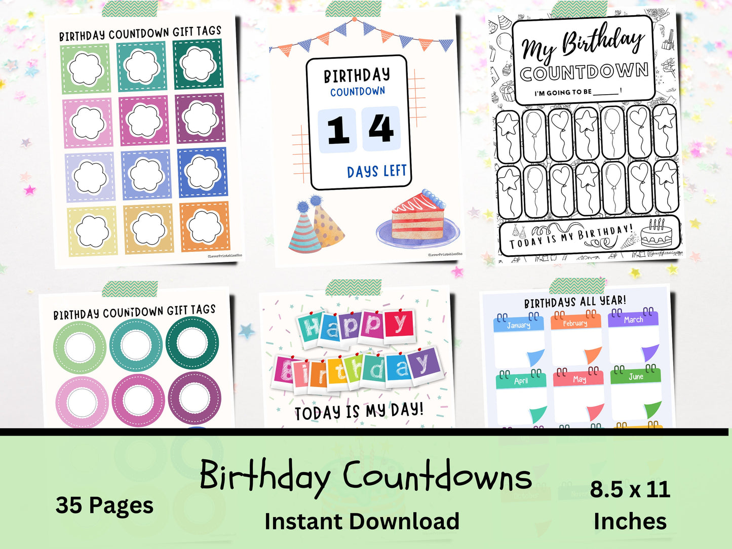 Printable Birthday Countdowns for Kids and Adults and Unique Countdown Tags