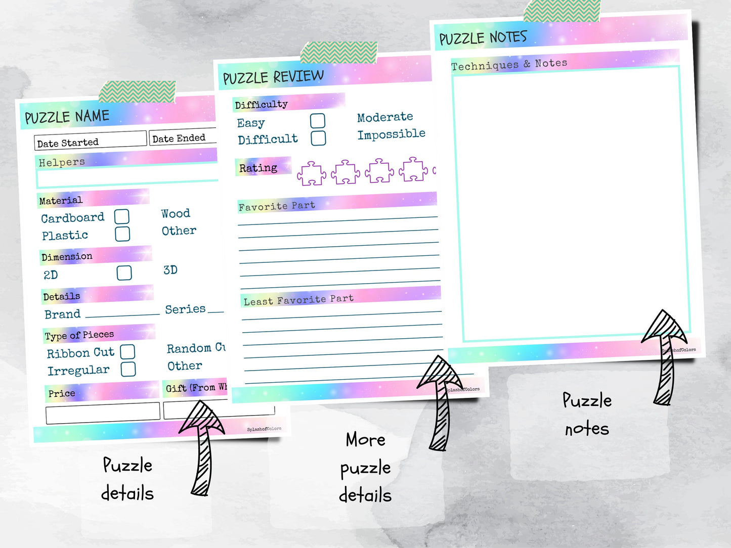 Printable Board Game and Puzzle Progress Planner