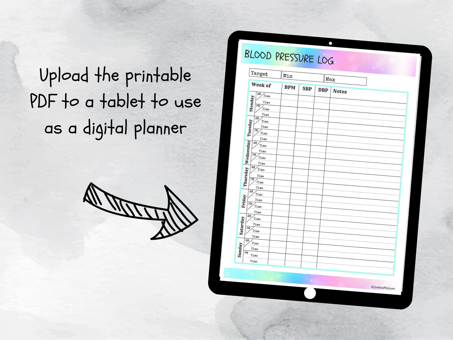 Printable Blood Pressure Log With Heart Rate Tracker, Daily Healthy Habits