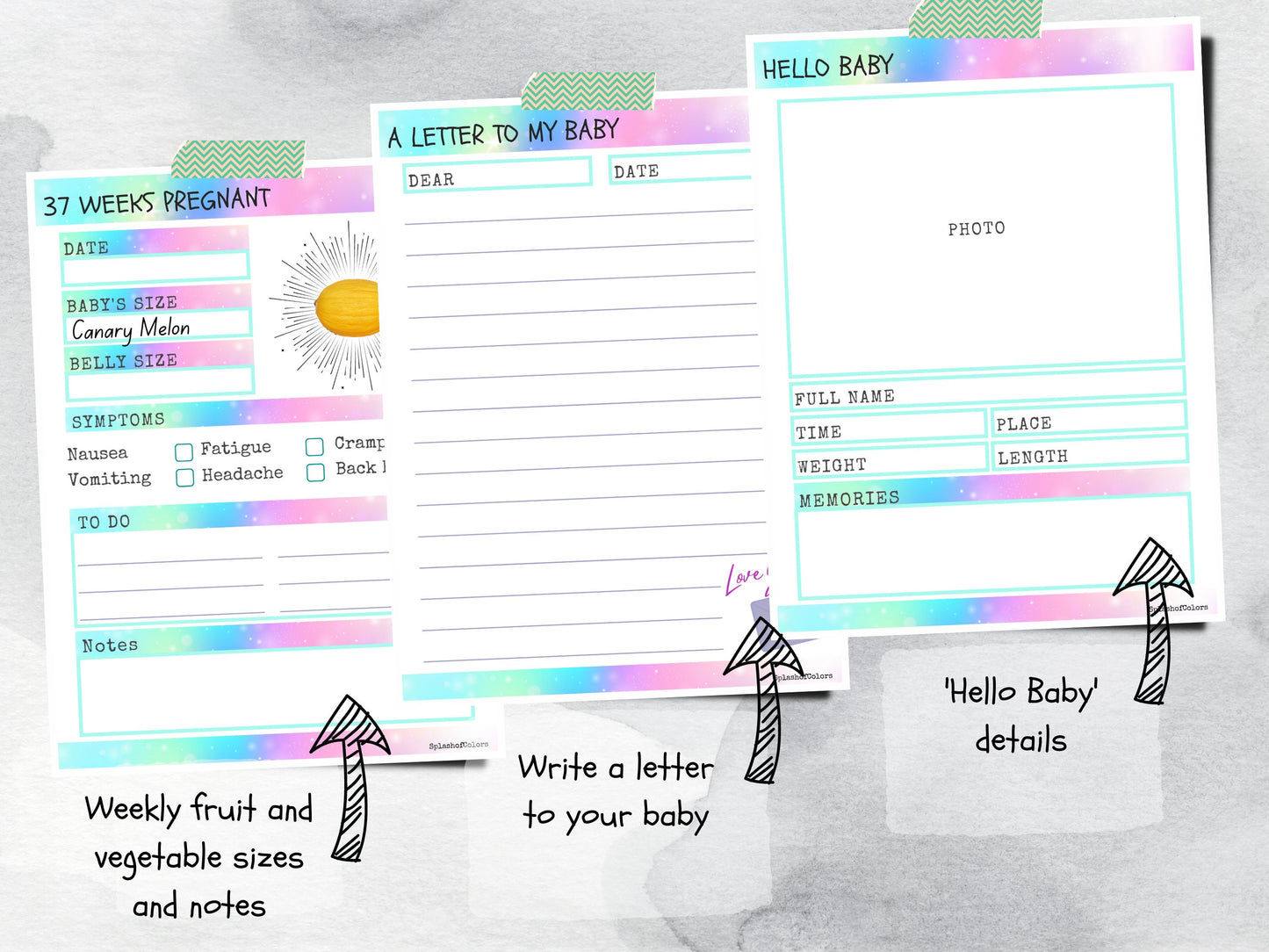 Ultimate Printable Pregnancy Planner with Fruit Vegetable Baby Sizes