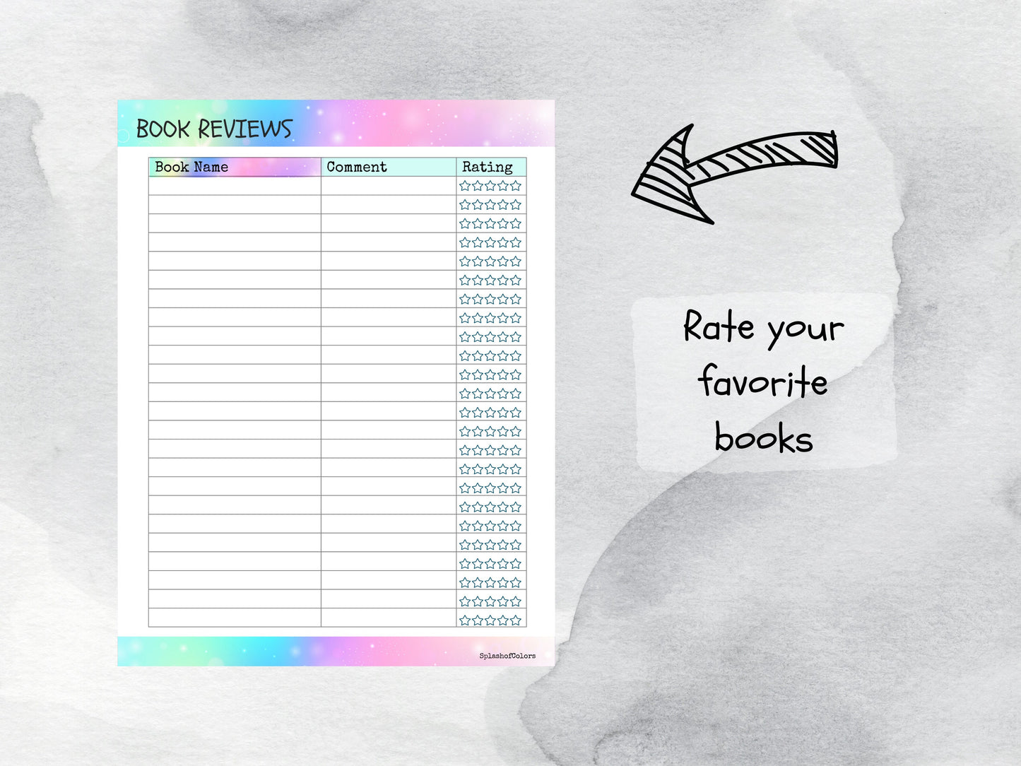 Printable Reading Log With Summary, Great for Book Lovers