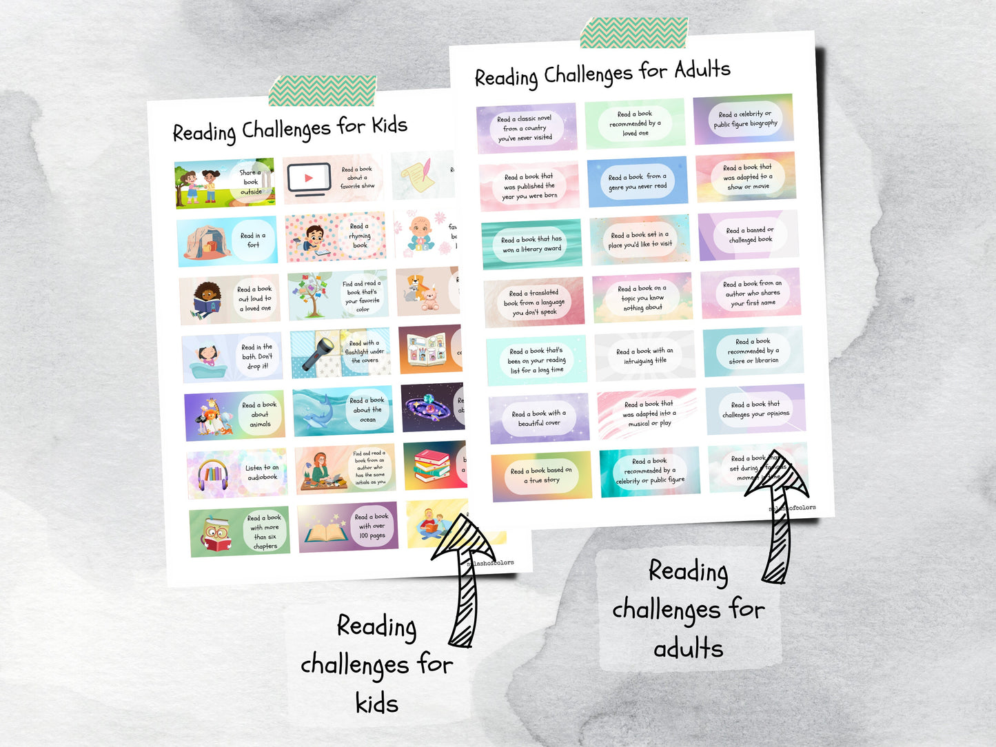 Printable Reading Challenge Stickers for Kids and Adults and Cute Printable Bookmarks