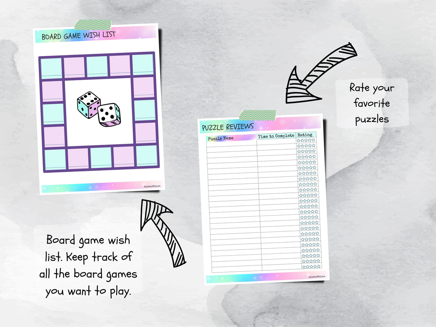 Printable Board Game and Puzzle Progress Planner