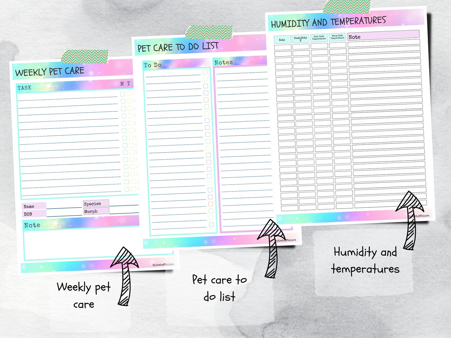 Snake and Reptile Printable Care Planner, Pet Health Log