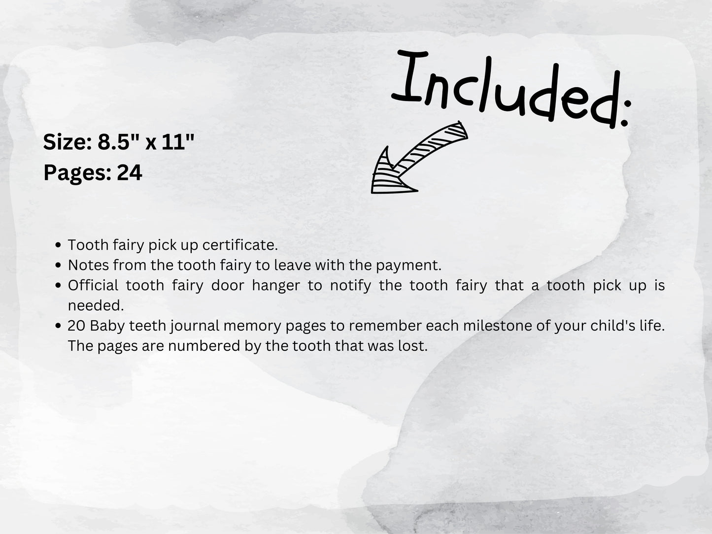 Printable Tooth Fairy Kit With Certificate, Note Cards, Door Hanger & Memory Journal