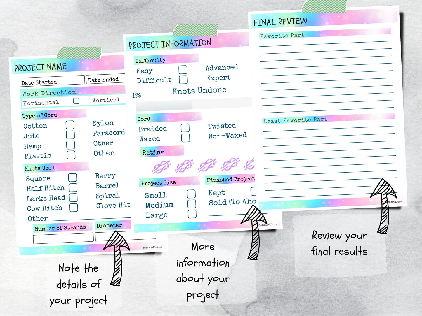 Printable Handmade Macrame Project Tracker and Production Planner