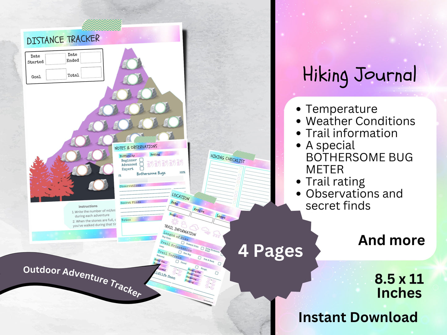 Printable Hiking Journal Template, Outdoor Adventure Tracker