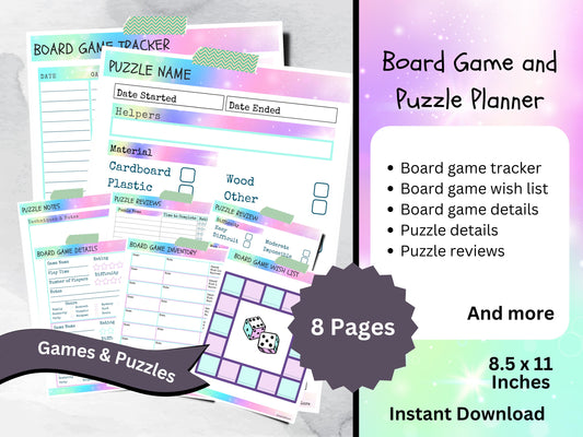 Printable Board Game and Puzzle Progress Planner