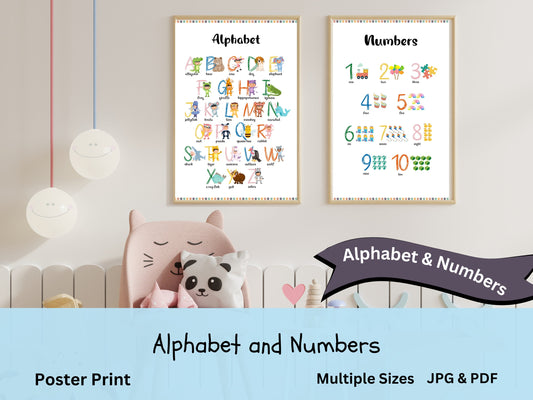 Set of 2 Alphabet & Numbers Color Prints