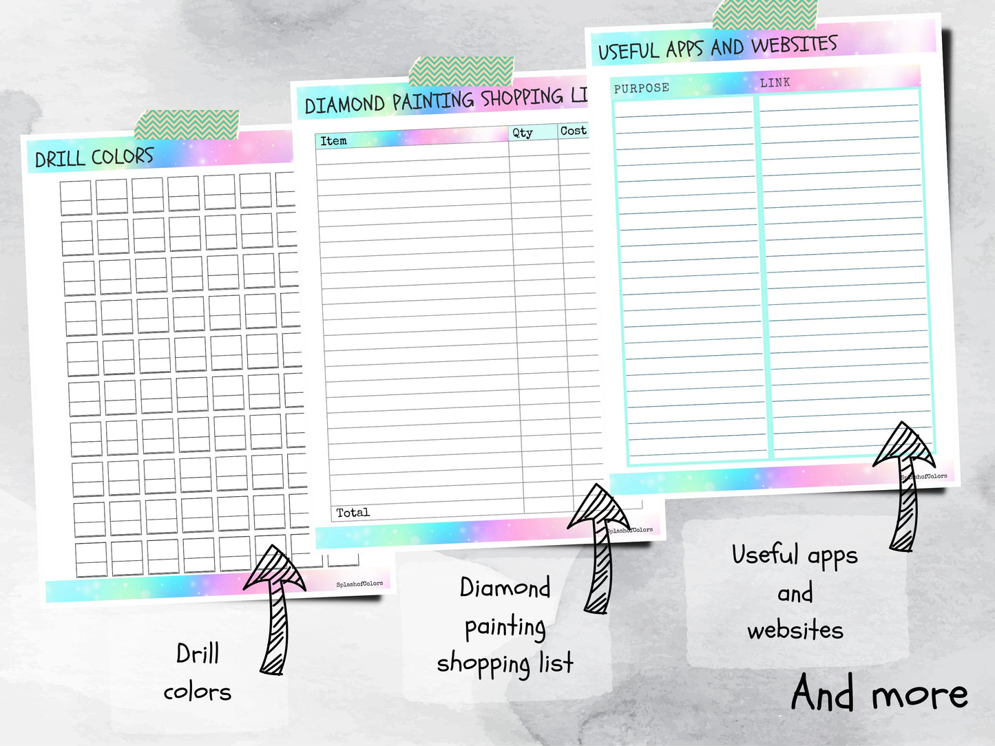 Printable Diamond Painting Planner Bundle with Dmc Color Label Stickers & Dmc Color Chart