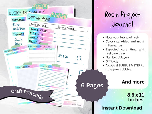 Printable Project Management Journal Epoxy Resin Art Projects