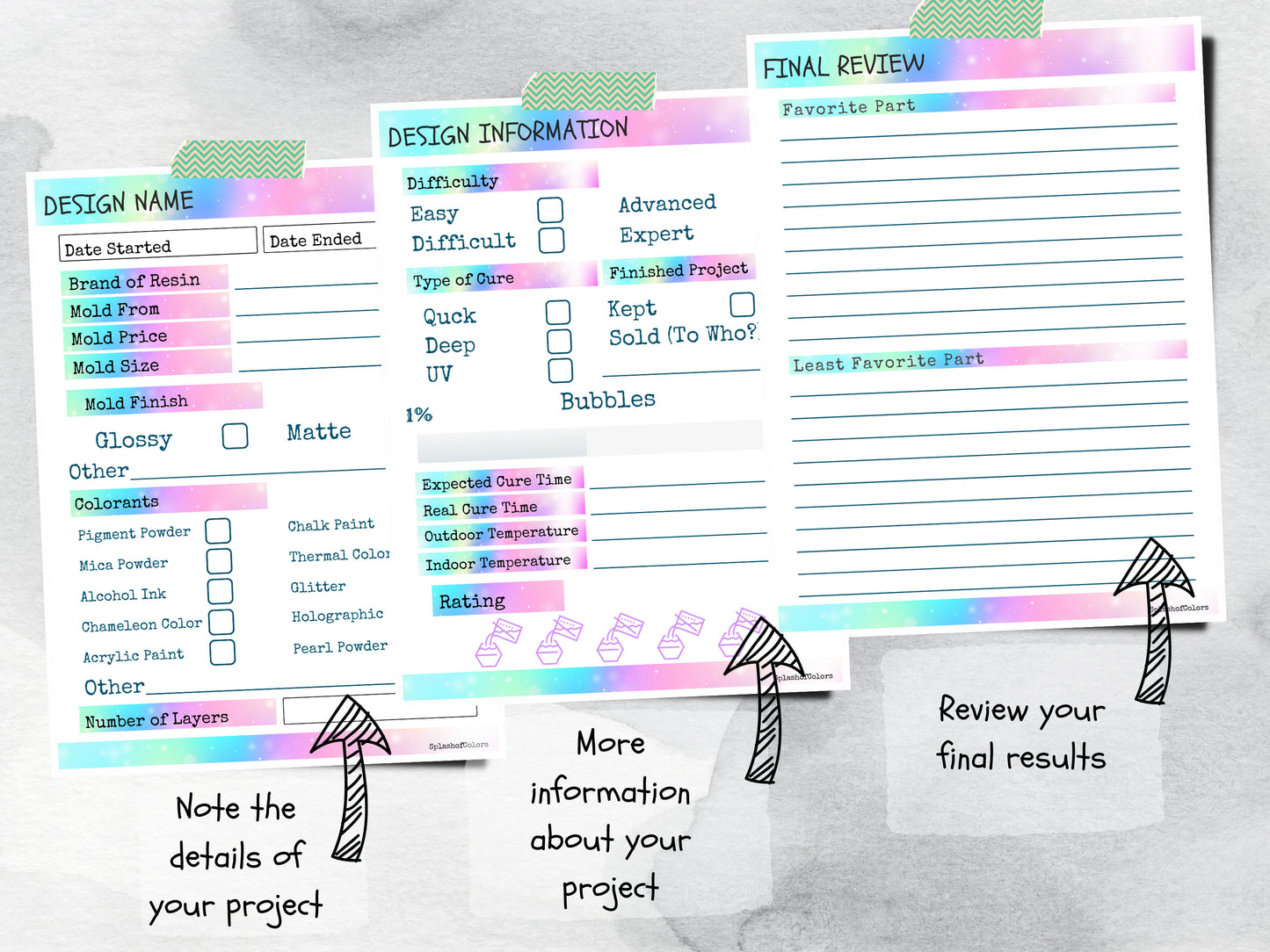 Printable Project Management Journal Epoxy Resin Art Projects