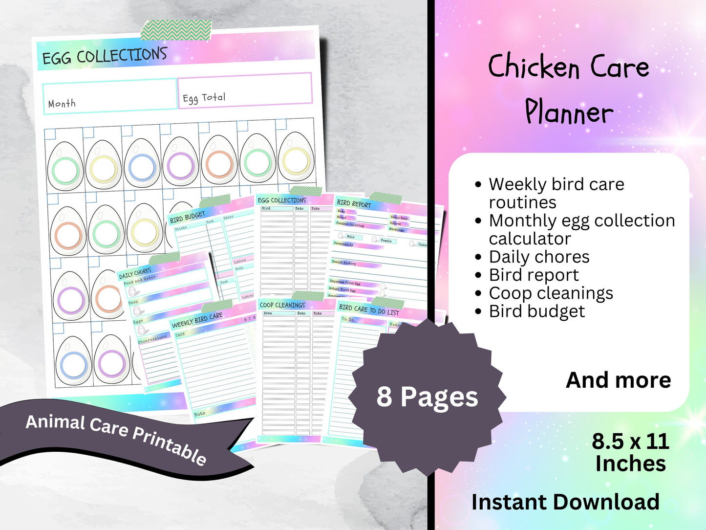 Printable Bundle for Chicken and Bird Care, Backyard Chickens