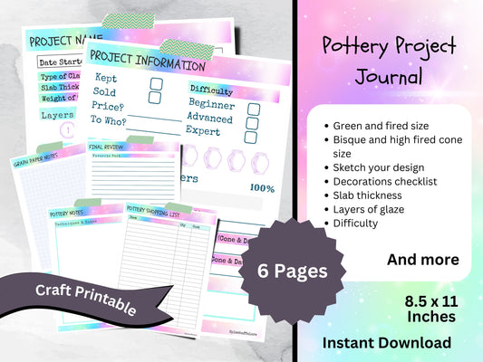 Printable Pottery Ceramic Project Planner Journal