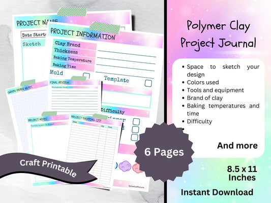 Printable Polymer Clay Project Journal and Organizer