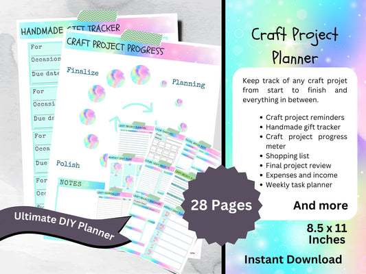 Printable Craft Planner for DIY Projects and Handmade Crafts