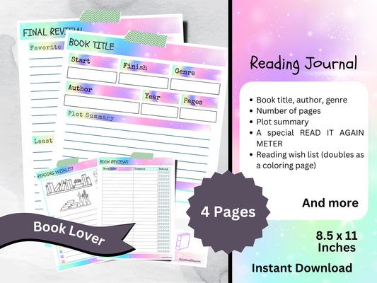 Printable Reading Log With Summary, Great for Book Lovers