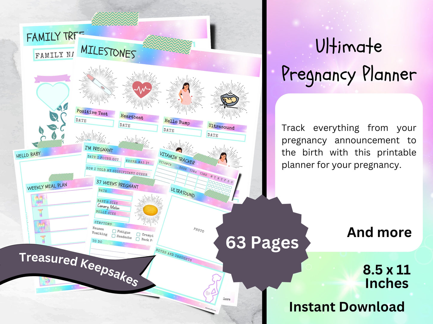 Ultimate Printable Pregnancy Planner with Fruit Vegetable Baby Sizes