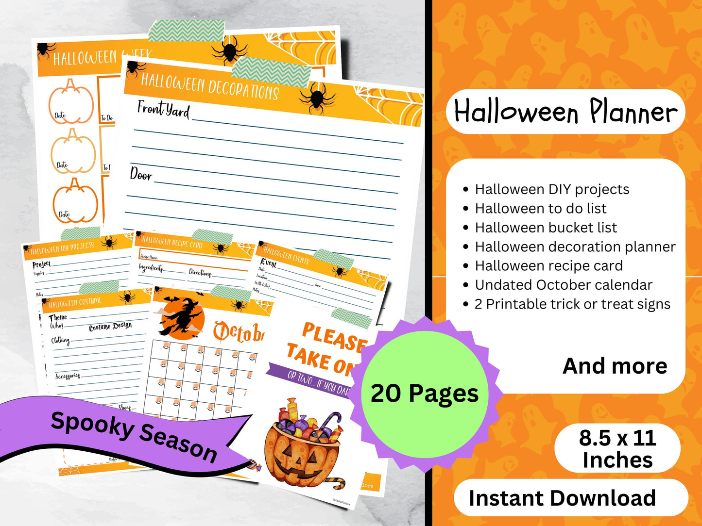 Best Halloween Planner Printable Kit, Spooky Season Organizer