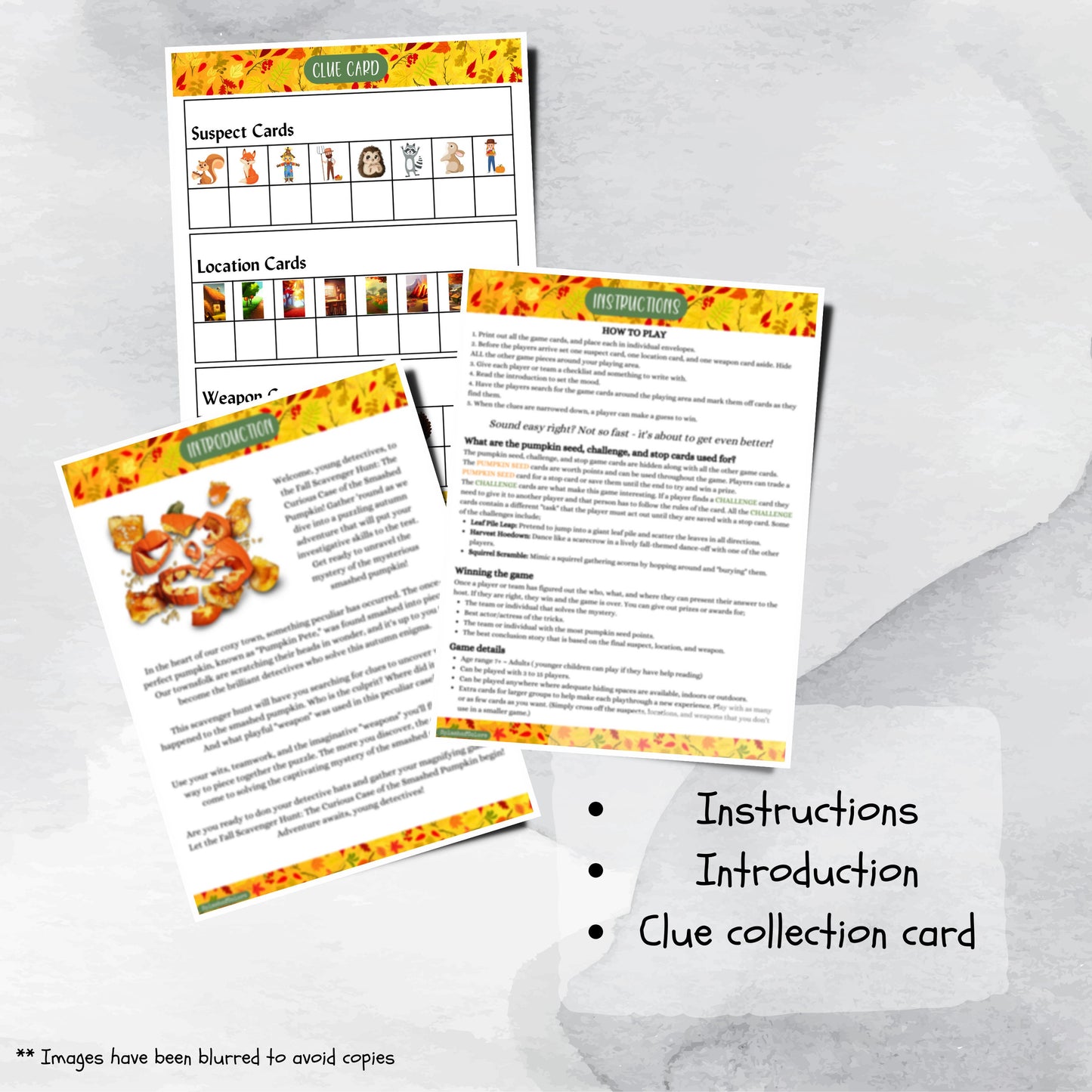 Fall Mystery Scavenger Hunt Printable Game for Kids and Adults, Clue Inspired