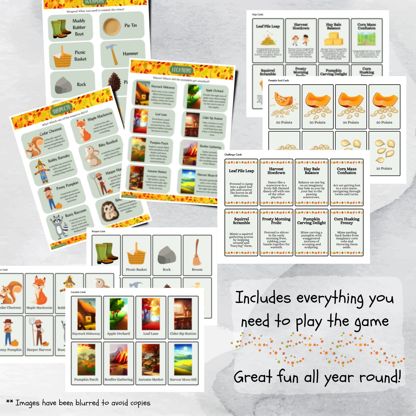 Fall Mystery Scavenger Hunt Printable Game for Kids and Adults, Clue Inspired