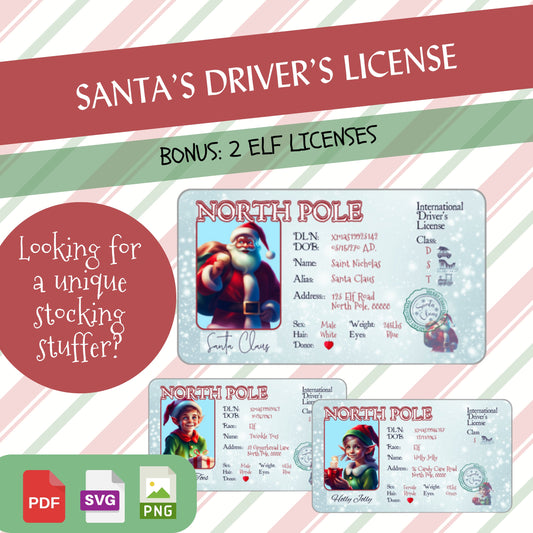 Printable Santa And Elf ID Cards, Christmas Driver's Licenses