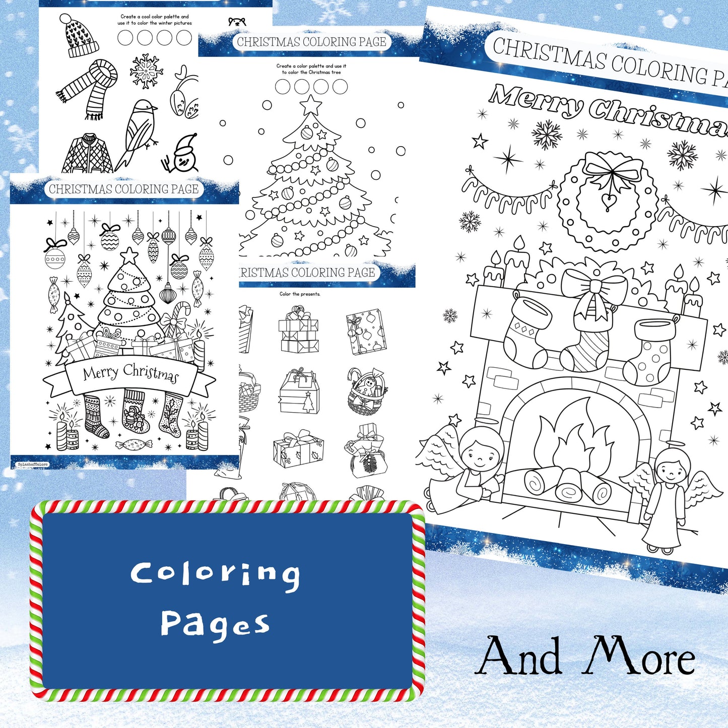 40 Print & Go Winter Activity Worksheets Printable Pack, Christmas Themed