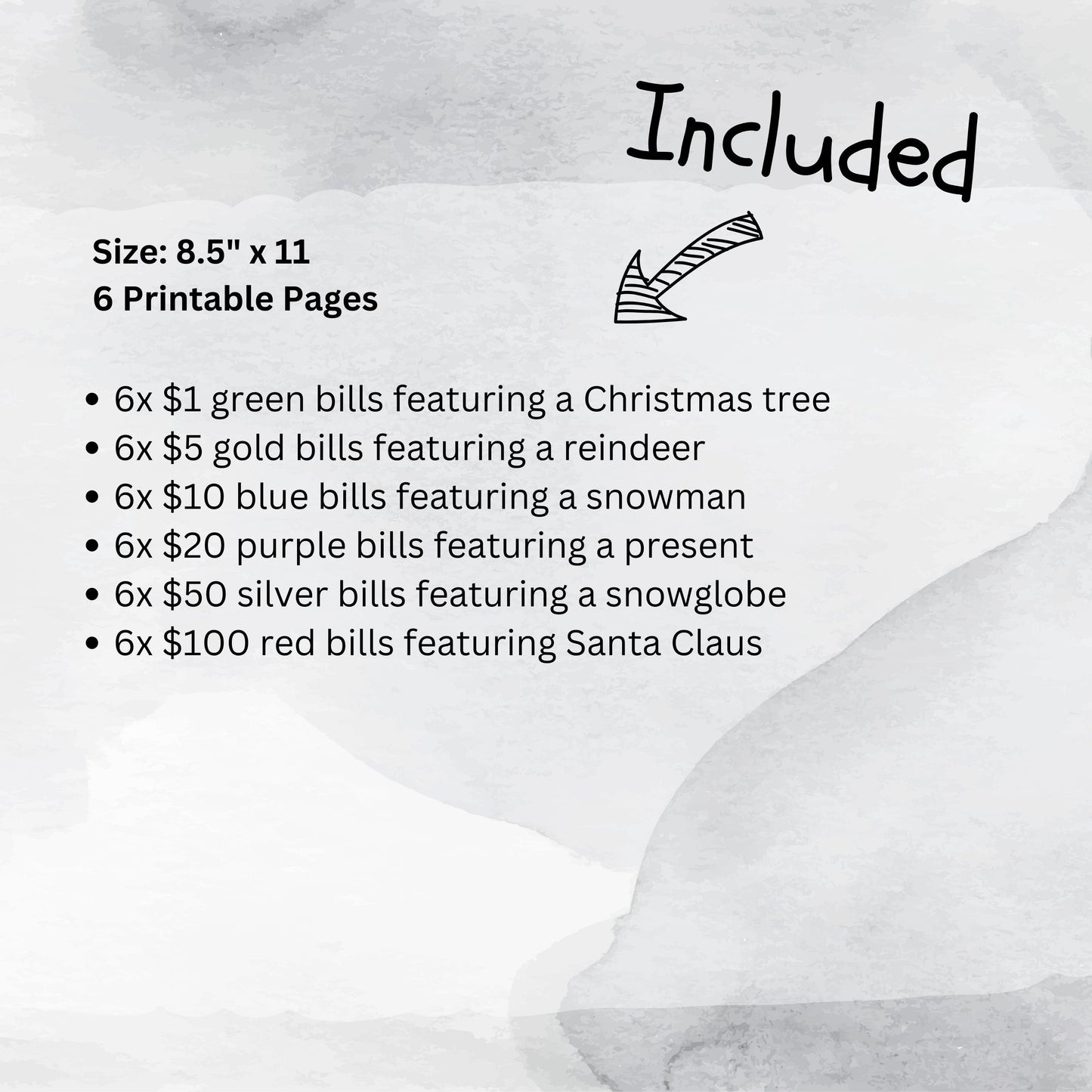 Printable Set of Festive Fake Bills for Christmas Activities