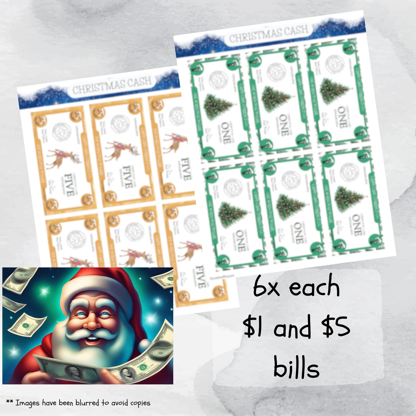 Printable Set of Festive Fake Bills for Christmas Activities