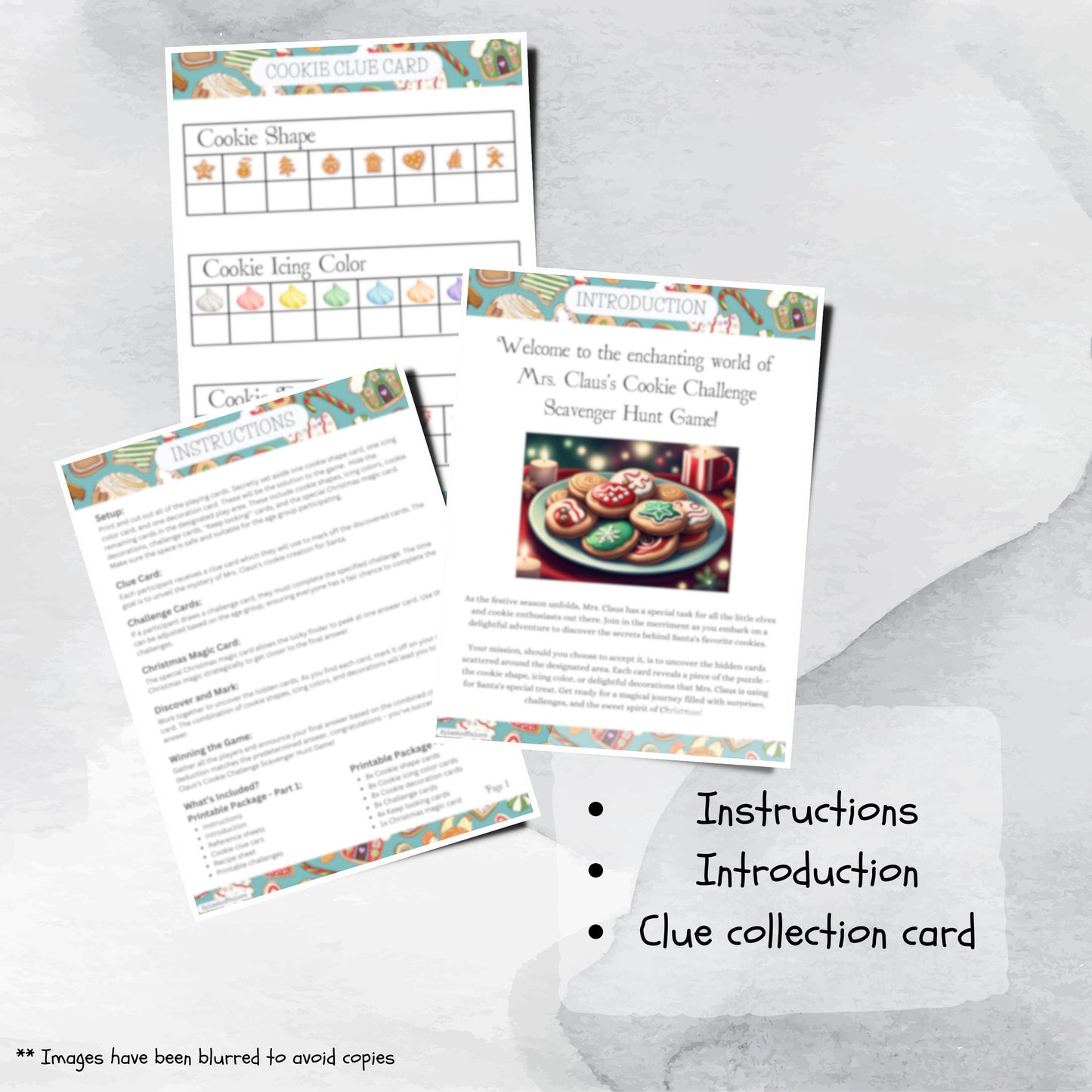 Mrs. Claus's Cookie Challenge Scavenger Hunt Game, Printable Mystery Game