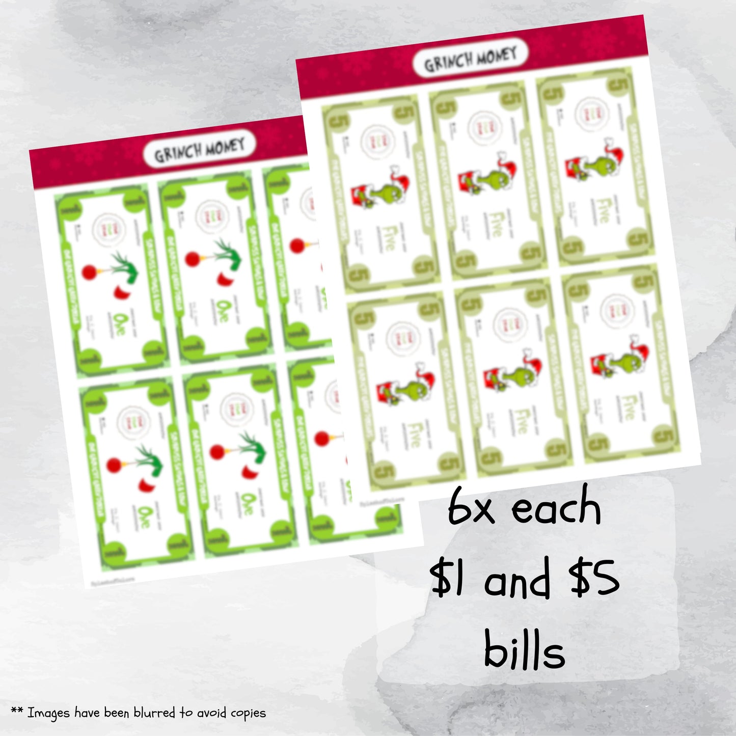 Printable Grouchy Green Dollars for Holiday Games and Rewards