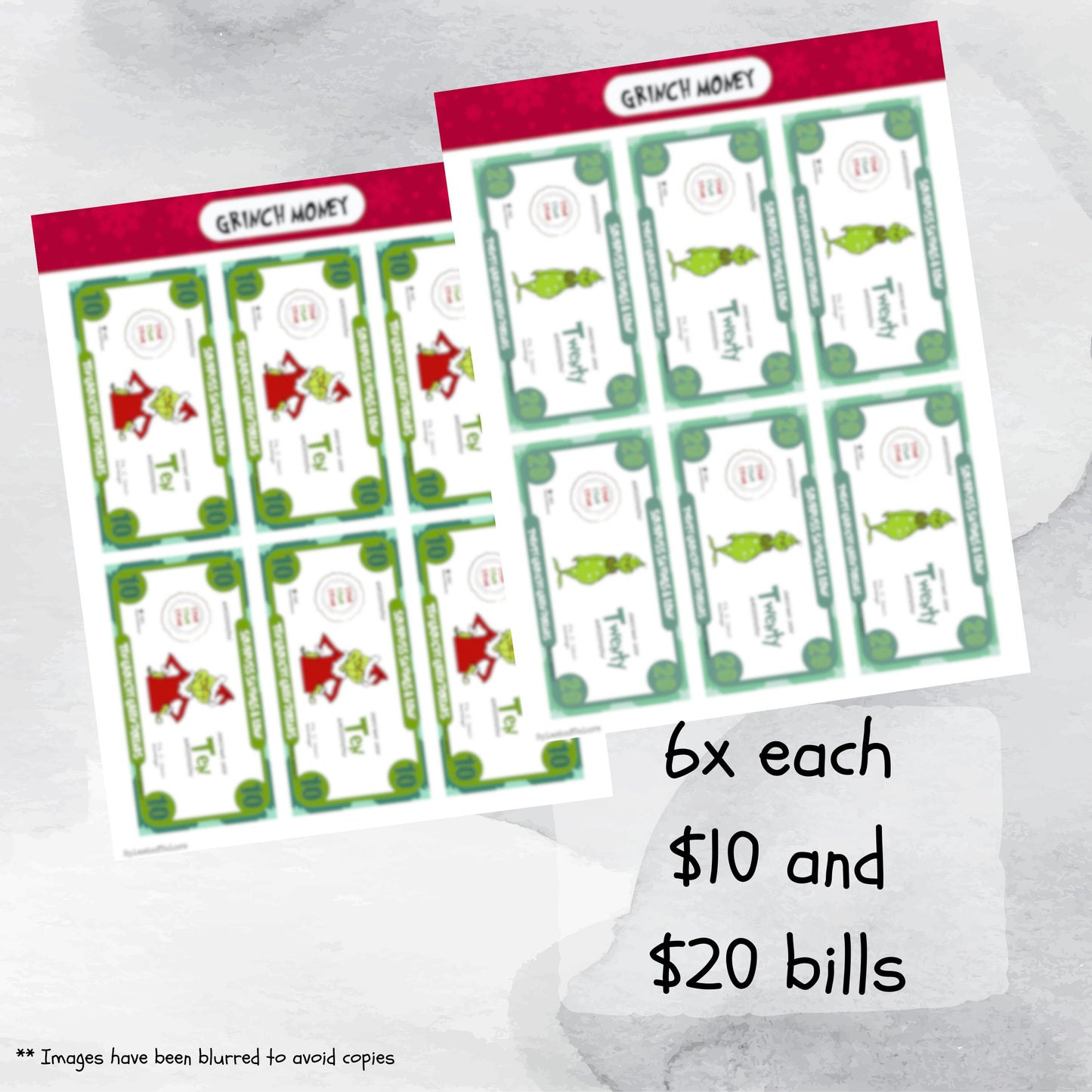 Printable Grouchy Green Dollars for Holiday Games and Rewards