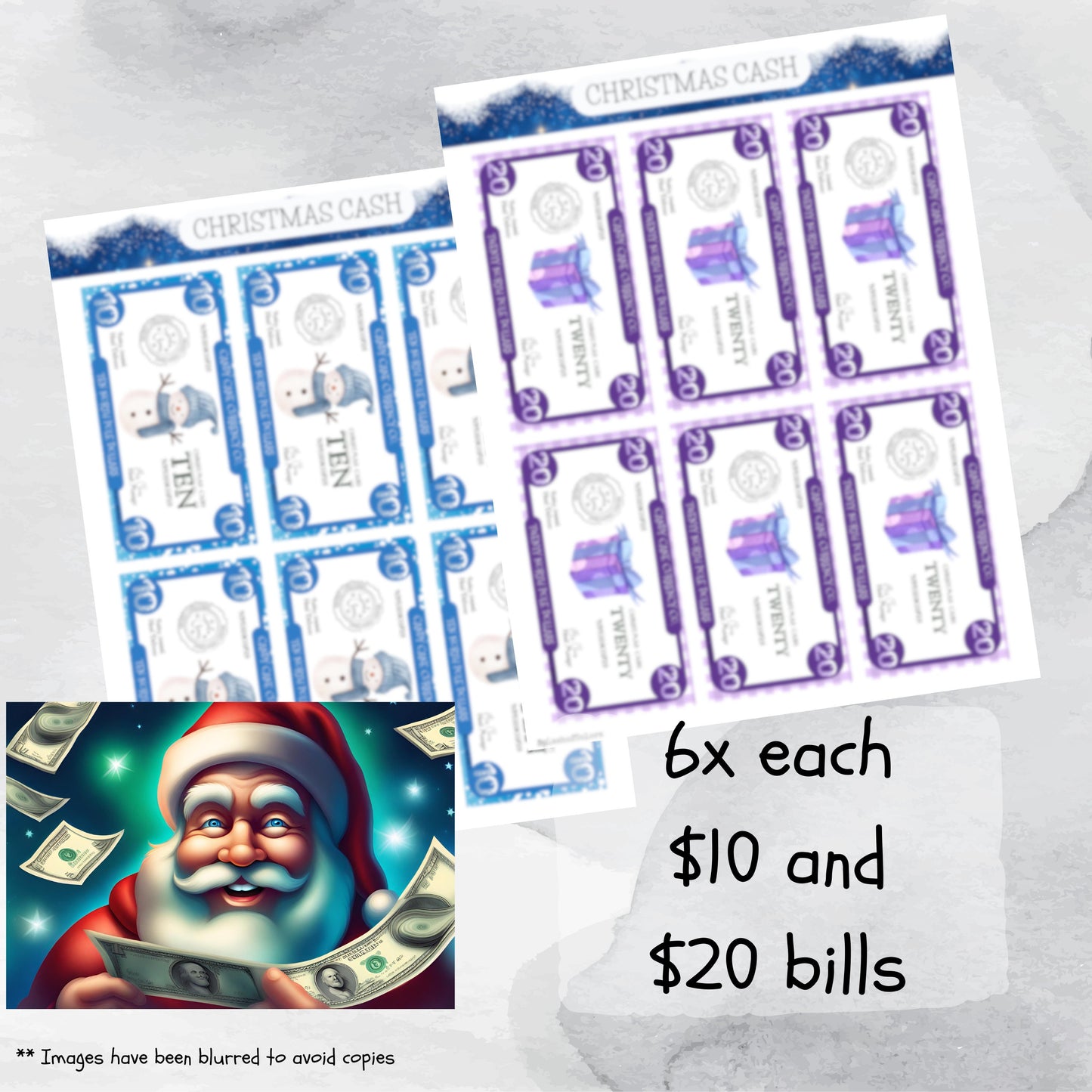 Printable Set of Festive Fake Bills for Christmas Activities