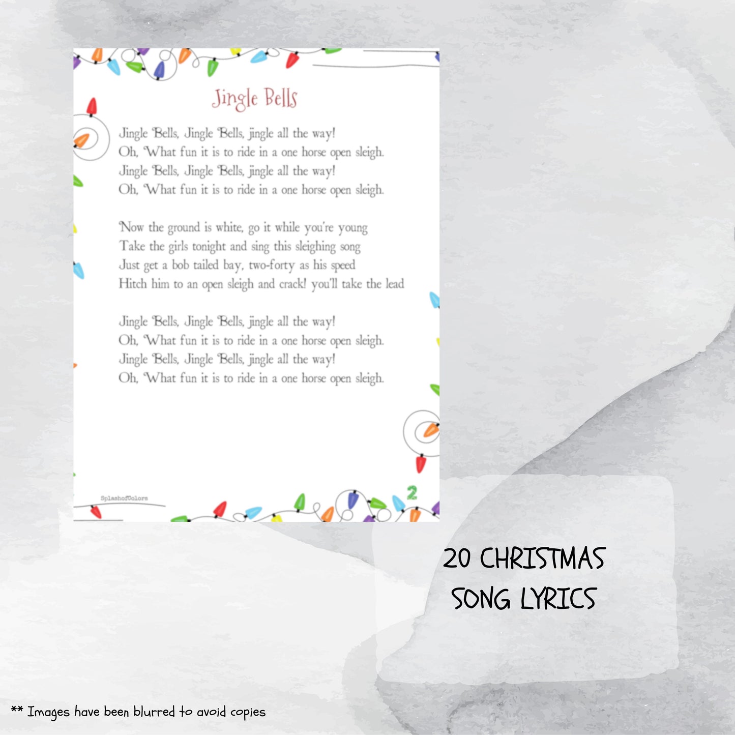 Christmas Finish the Lyrics Game, 20 Printable Classic Christmas Songs & Story