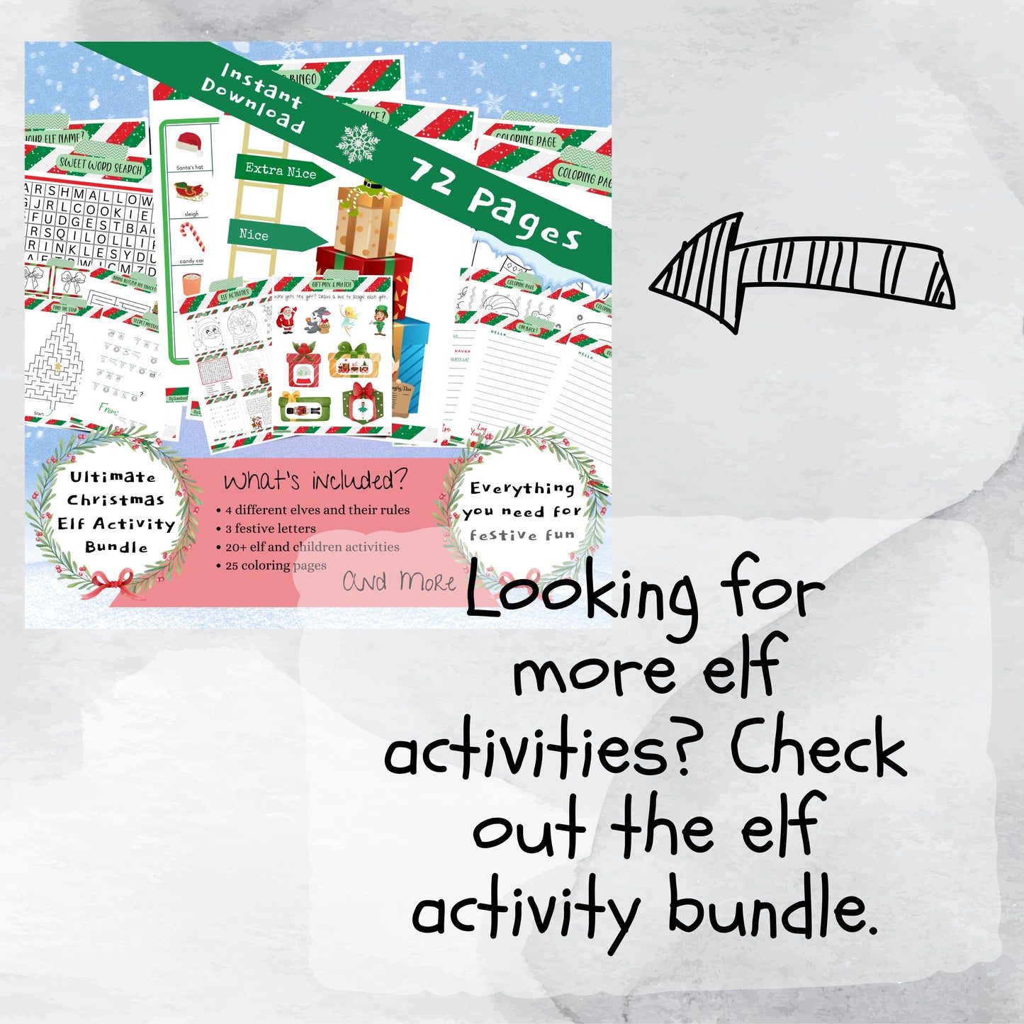 Set of 25 Christmas Elf Printable Coloring Pages for Kids