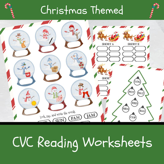 Best Christmas CVC Words Worksheets for Kids, Holiday Classroom Activities