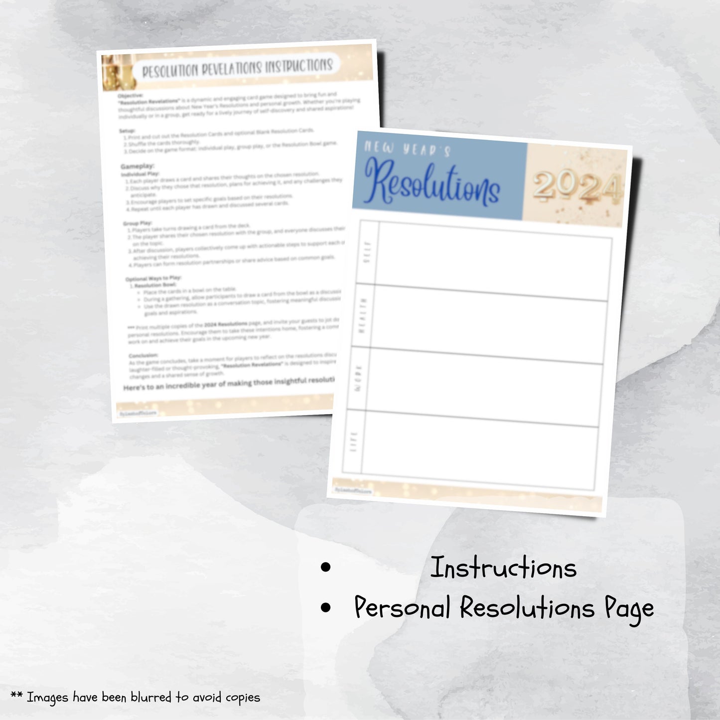 Resolution Revelations Card Game - Printable DIY Activity for New Year's