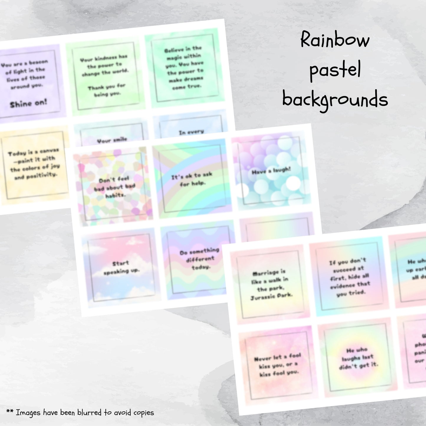 Year Long Positivity Printable Cards, Pastel Rainbow Design