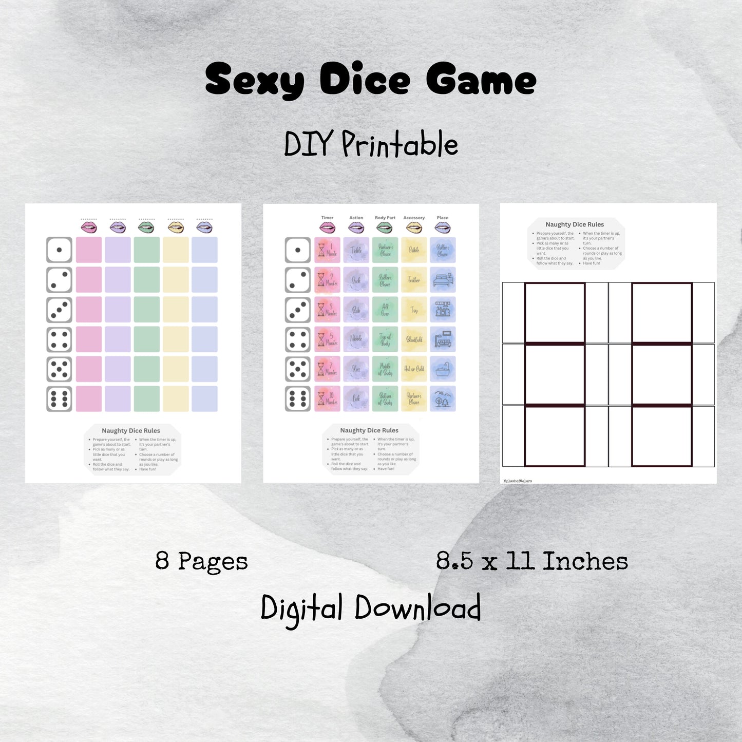 Printable Intimacy Dice for Couples - Spice Things Up